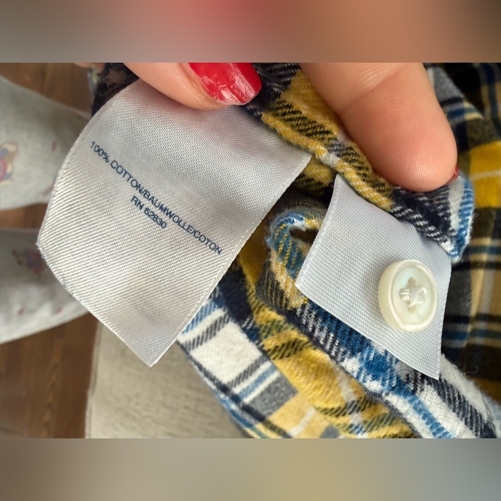 Lands' End Yellow and Navy Plaid Shirt - Picture 9 of 9